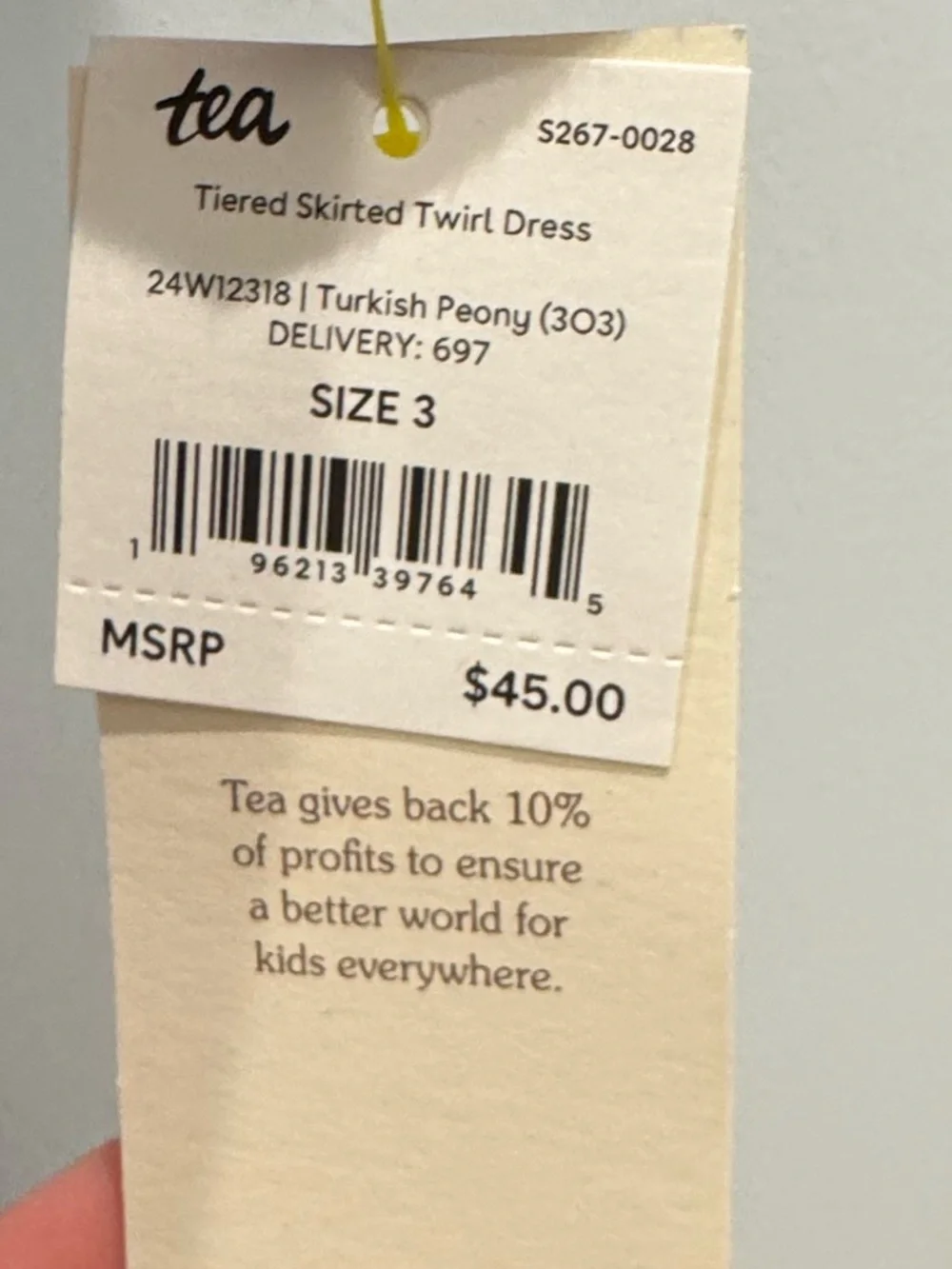 Tea Collection Girls Tiered Skirted Twirl Dress Peony Size 3 NWT